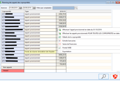 Planning des appels