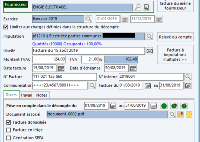 Saisie d'une facture